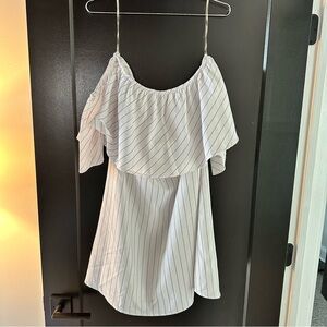 Off the Shoulder Pinstripe Dress